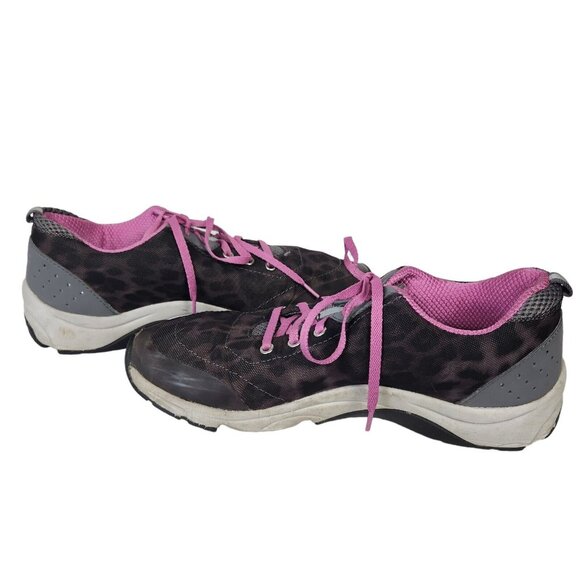 Vionic Womens Sneakers Sz 8.5 Gray & Pink Leopard Print Arch Support Lace-Up Lig - Picture 7 of 8